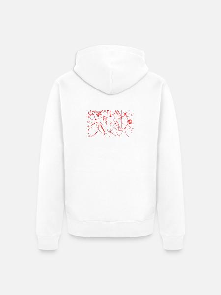 Rotes Liniengeflecht - Unisex Premium Bio Zip Hoodie - Weiß