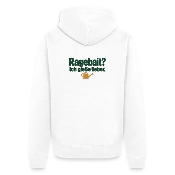 Ragebait? Ich gieße lieber. Pflanzenhumor - Unisex Premium Bio Zip Hoodie - Weiß - Hinten - Thijin (182cm)