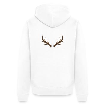 Geweih-Wappen Emblem - Unisex Premium Bio Zip Hoodie - Weiß - Hinten - Thijin (182cm)