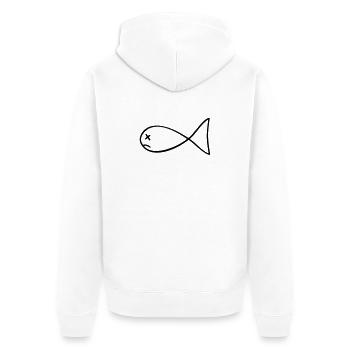 toter Fisch - Unisex Premium Bio Zip Hoodie - Weiß - Hinten - Thijin (182cm)