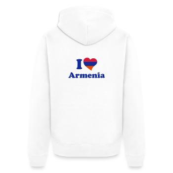 I love Armenia - Ich liebe Armenien. - Unisex Premium Bio Zip Hoodie - Weiß - Hinten - Thijin (182cm)