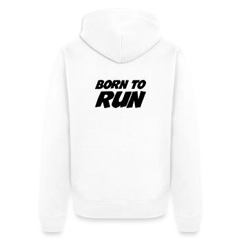 Born to run Athletics - Unisex Premium Organic Zip Hoodie - white - Back - Thijin (182cm)