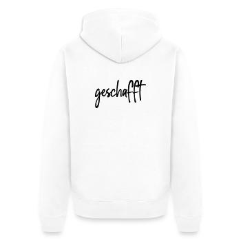 geschafft - Unisex Premium Bio Zip Hoodie - Weiß - Hinten - Thijin (182cm)