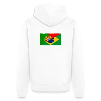 Brasilien und Portugal Vintage Flagge - Unisex Premium Bio Zip Hoodie - Weiß - Hinten - Thijin (182cm)