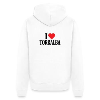 T-Shirt Io amo Torralba T-Shirt Sardinien - Unisex Premium Bio Zip Hoodie - Weiß - Hinten - Thijin (182cm)