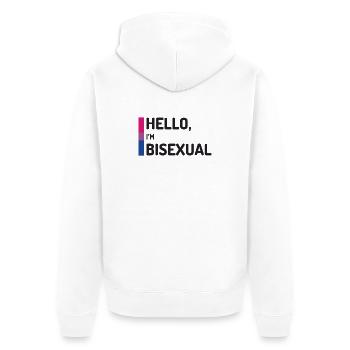 Bonjour, je suis bisexuel - Veste à capuche bio Premium Unisexe - blanc - Dos - Thijin (182cm)