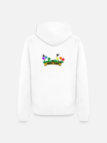 Honigfarm mit bunten Blumen - Unisex Premium Bio Zip Hoodie - Weiß