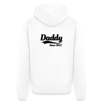 Père grossesse enceinte Papa depuis 2022 - Veste à capuche bio Premium Unisexe - blanc - Dos - Thijin (182cm)
