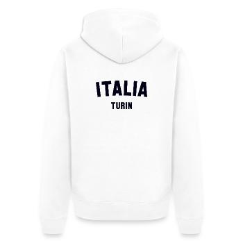 TURIN Italia Italien Italy - Unisex Premium Bio Zip Hoodie - Weiß - Hinten - Thijin (182cm)