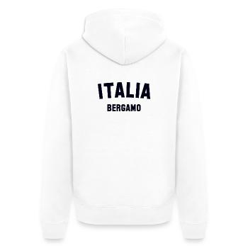 BERGAMO Italia Italien Italy - Unisex Premium Bio Zip Hoodie - Weiß - Hinten - Thijin (182cm)