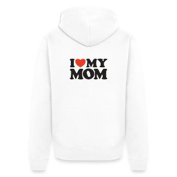 I love my Mom Herz Shirt - Unisex Premium Bio Zip Hoodie - Weiß - Hinten - Thijin (182cm)