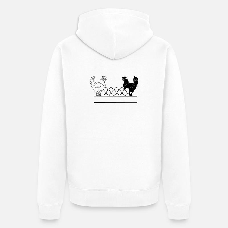 Monogramme de poulet foncé et clair - Veste à capuche bio Premium Unisexe - blanc
