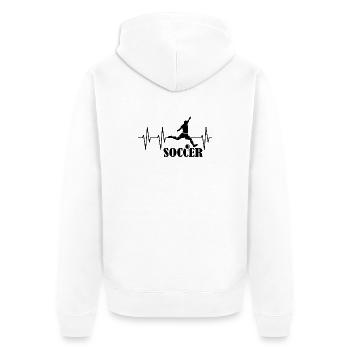 soccer Fußballspiieler Puls Herzschlag Fußball - Unisex Premium Bio Zip Hoodie - Weiß - Hinten - Thijin (182cm)