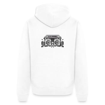 Cassette recorder in 80s stencil look - Unisex Premium Organic Zip Hoodie - white - Back - Thijin (182cm)
