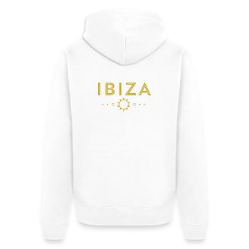 IBIZA-Golden Sun Design - Unisex Premium Bio Zip Hoodie - Weiß - Hinten - Thijin (182cm)