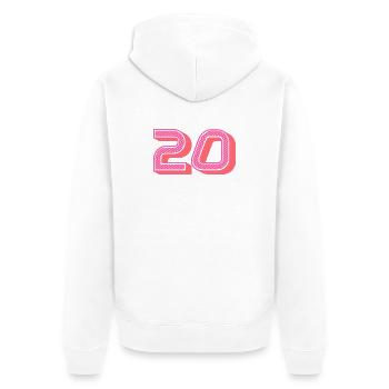 20. 20 ANS. 20e ANNIVERSAIRE. ANNIVERSAIRE 20 ANS. - Veste à capuche bio Premium Unisexe - blanc - Dos - Thijin (182cm)