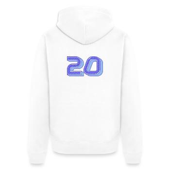 20. 20 ANS. 20e ANNIVERSAIRE. ANNIVERSAIRE 20 ANS. - Veste à capuche bio Premium Unisexe - blanc - Dos - Thijin (182cm)