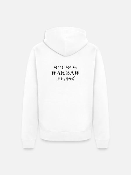 Meet Me in Warsaw Phrase Design - Unisex Premium Organic Zip Hoodie - white