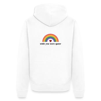 LGBTQ Pride Month - Wish You Were Queer - Unisex Premium Organic Zip Hoodie - white - Back - Thijin (182cm)
