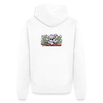 The cute koala bear on a eucalyptus branch - Unisex Premium Organic Zip Hoodie - white - Back - Thijin (182cm)