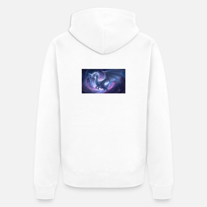 Blauäugiger weißer Drache - Unisex Premium Bio Zip Hoodie - Weiß