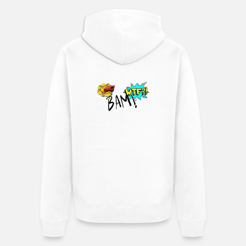 Bande dessinée explosive OMG WTF Exclamations - Veste à capuche bio Premium Unisexe - blanc