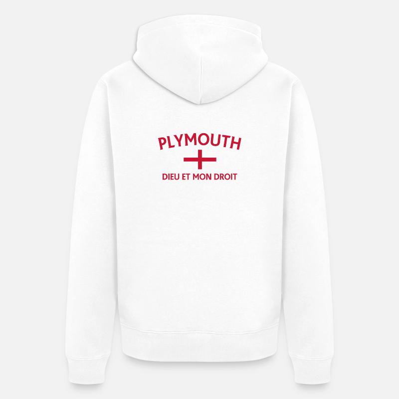 Devise du drapeau de Plymouth - Veste à capuche bio Premium Unisexe - blanc