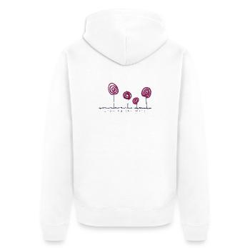 Drawing the Wind – Abstract Floral Art - Unisex Premium Organic Zip Hoodie - white - Back - Thijin (182cm)