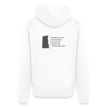 Politische Karriere: Delivery bis Plenum - Unisex Premium Bio Zip Hoodie - Weiß - Hinten - Thijin (182cm)