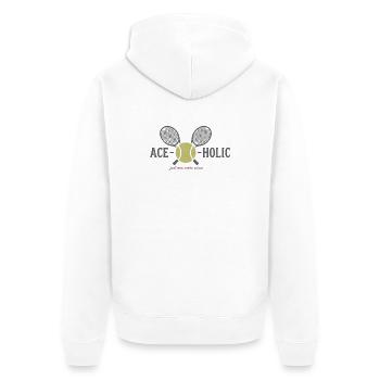 Tennis Ace-o-holic Fun T-Shirt, Mug, Cap - Unisex Premium Organic Zip Hoodie - white - Back - Thijin (182cm)