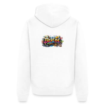 Berlin Graffiti Baustellen Style mit Farbeffekten - Unisex Premium Bio Zip Hoodie - Weiß - Hinten - Thijin (182cm)