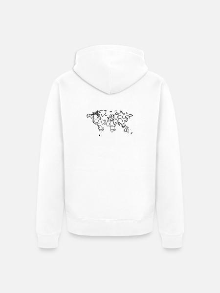 Weltkarte Puzzle Erde Global - Unisex Premium Bio Zip Hoodie - Weiß