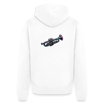 Conception moderne du musicien de trompette au néon - Veste à capuche bio Premium Unisexe - blanc - Dos - Thijin (182cm)