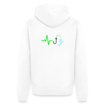 Pulse Line Fishing Fish Icon - Unisex Premium Organic Zip Hoodie - white - Back - Thijin (182cm)