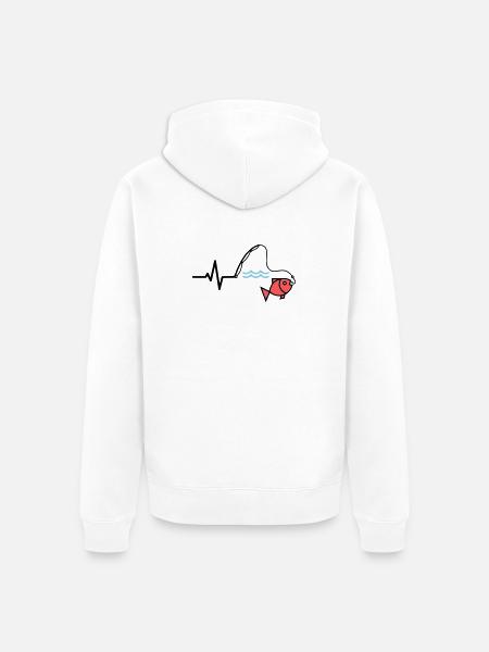 Puls Angelrute Fisch Farbig - Unisex Premium Bio Zip Hoodie - Weiß