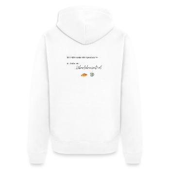 LIEBEVOLL Morgenroutine Croissant  - Unisex Premium Bio Zip Hoodie - Weiß - Hinten - Thijin (182cm)