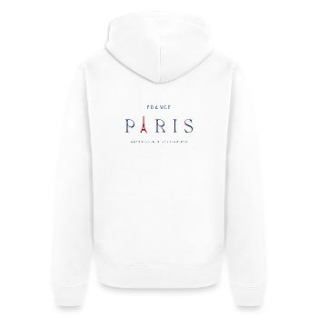 Pariser Blauer Eiffelturm Rot - Unisex Premium Bio Zip Hoodie - Weiß - Hinten - Thijin (182cm)
