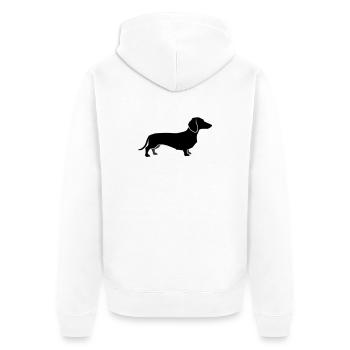 Silhouette du teckel - Veste à capuche bio Premium Unisexe - blanc - Dos - Thijin (182cm)