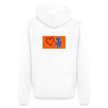 Robot heart on neon orange background - Unisex Premium Organic Zip Hoodie - white - Back - Thijin (182cm)