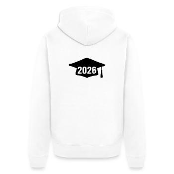 Doktorhut Abschluss 2026 Grunge - Unisex Premium Bio Zip Hoodie - Weiß - Hinten - Thijin (182cm)
