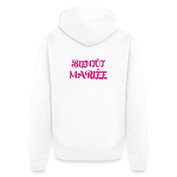 Futur Mariée EVJF : Design Girly Rose et Festif - Veste à capuche bio Premium Unisexe - blanc - Dos - Thijin (182cm)