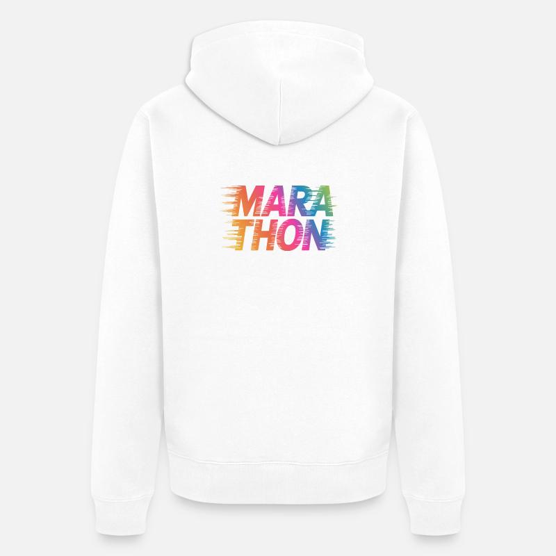 Marathon Gradient Sprintfarben - Unisex Premium Bio Zip Hoodie - Weiß