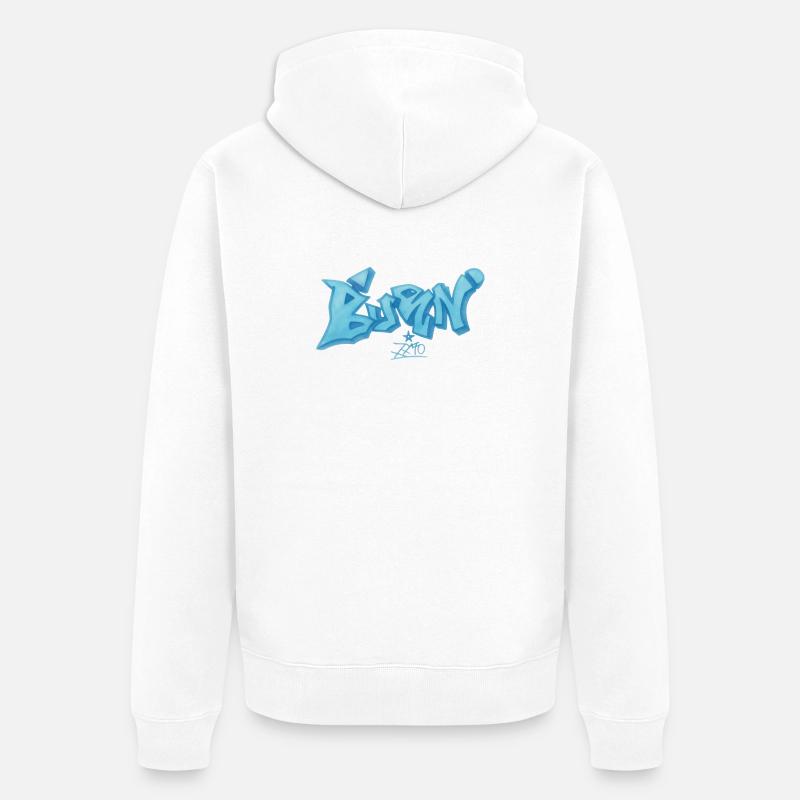 Style graffiti bleu Bevin - Veste à capuche bio Premium Unisexe - blanc