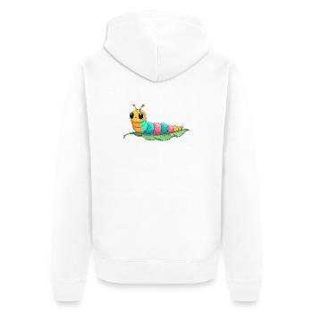Colorful cartoon caterpillar on leaf - Unisex Premium Organic Zip Hoodie - white - Back - Thijin (182cm)