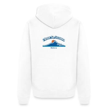 I Rode Sa Calobra Mallorca Cycling Elevation - Unisex Premium Bio Zip Hoodie - Weiß - Hinten - Thijin (182cm)