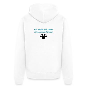 Des_pattes-_des_câlins_et_beaucoup_damour - Veste à capuche bio Premium Unisexe - blanc - Dos - Thijin (182cm)