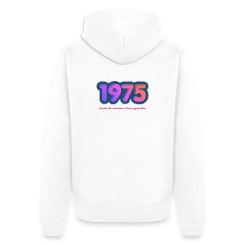 1975 Année rétro naissance d'une guerrière - Veste à capuche bio Premium Unisexe - blanc - Dos - Thijin (182cm)