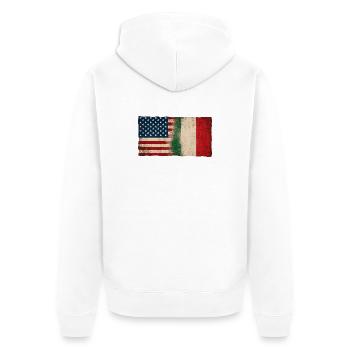 USA Italy Friendship Flag Grunge - Unisex Premium Organic Zip Hoodie - white - Back - Thijin (182cm)