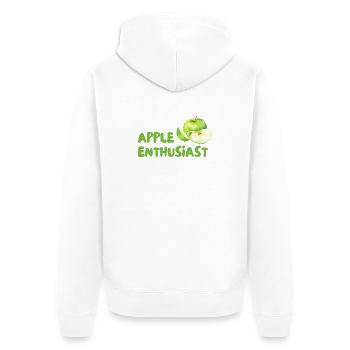 Apfel Enthusiast – Grüner Stil - Unisex Premium Bio Zip Hoodie - Weiß - Hinten - Thijin (182cm)
