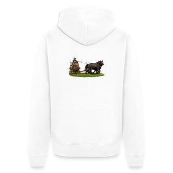 Pferde- und Kutschtour - Unisex Premium Bio Zip Hoodie - Weiß - Hinten - Thijin (182cm)